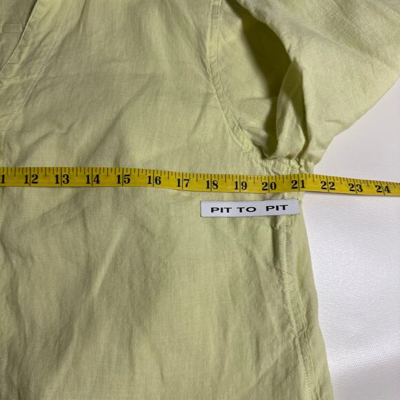 Talbots Womens Top 16W Celery Green Pure Irish Linen Button Up Classic Preppy - Picture 7 of 8